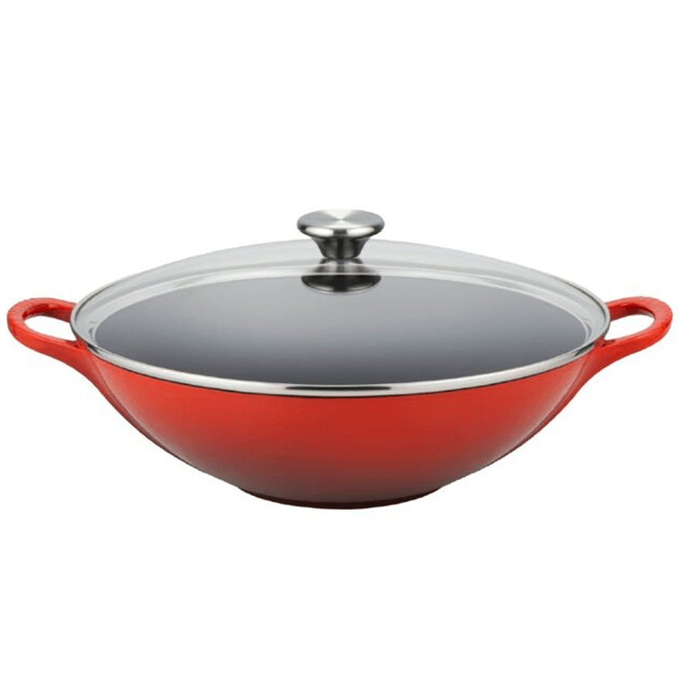 Wok Com Tampa De Vidro 32Cm  Signature Vermelha - Le Creuset