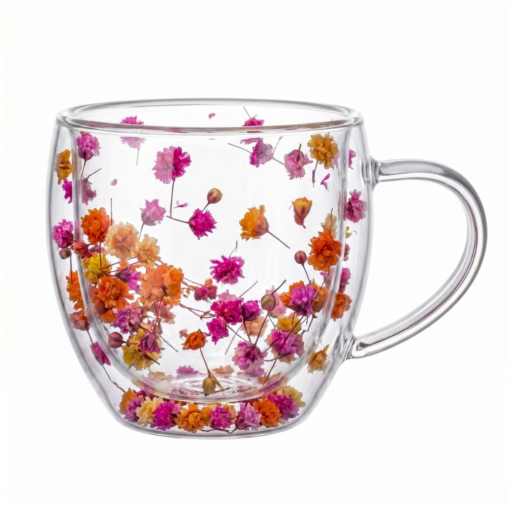 Caneca de Vidro Duplo Flor Natural Cores Sortidas (160ml) – Show House