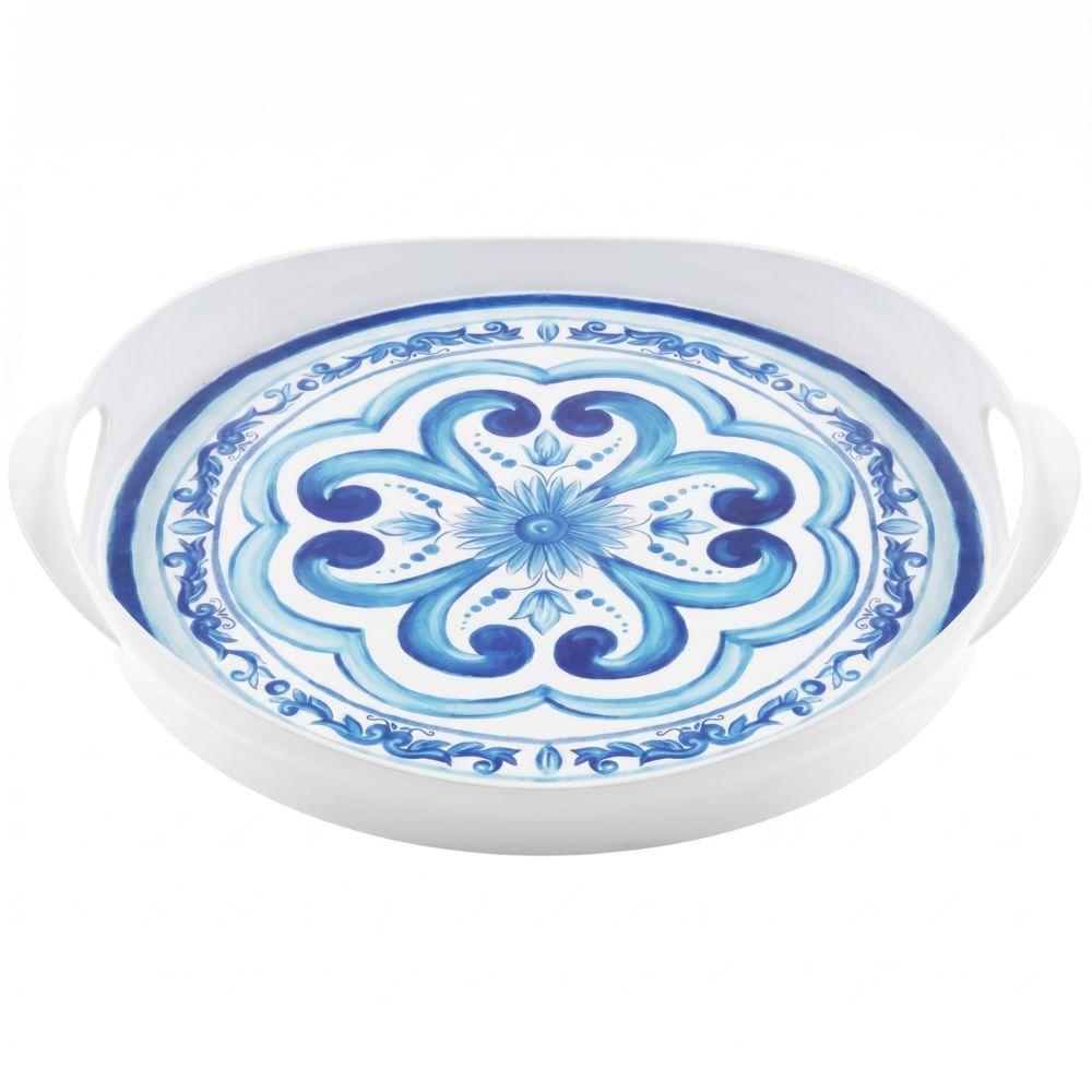 Bandeja Redonda de Servir com Alças em Melamina (12,5cm) Blues – Guzzini